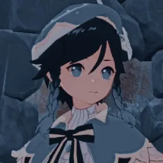 🥺 Venti Genshin Impact anime, permainan, biru, kepang whatsapp sticker