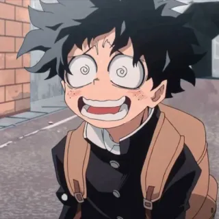 💚 Izuku Midoriya My Hero Academia อนิเมะ, มายฮีโร่ อคาเดเมีย, อิซึคุ มิโดริยะ, เดกุ, ตลก, การ์ตูน, ตาเป็นเกลียว telegram sticker