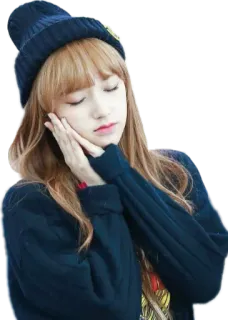😴 Lisa K-pop, Айдол, Певица, Женщина, Портрет, Шляпа, Чёлка, Светлые волосы, Азиатка telegram sticker