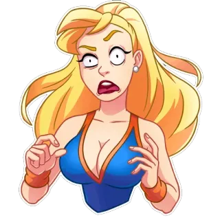 😨 女人, 金发, 害怕, 担心, 卡通, 角色 telegram sticker
