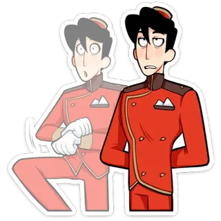 ⭐ Cartoon, Figur, Rote Uniform, Hotelpage, Illustration telegram sticker