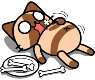 😲 고양이, 뼈, 만화, 동물, 스티커 telegram sticker