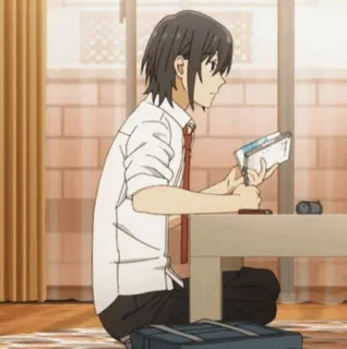 🌚 Anime, Chico, Leyendo, Interior, Estudiante, Escuela telegram sticker