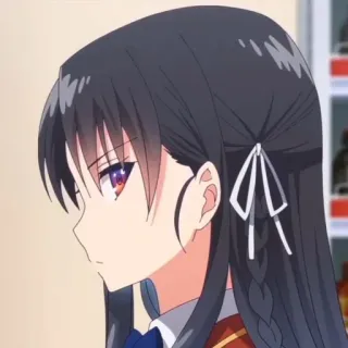 😑 anime, girl, long hair, school uniform, ribbon, side profile telegram sticker