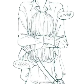 ❤ 小夕? ligne claire, câlin, dessin animé, croquis, couple telegram sticker