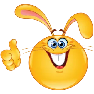 👍 Emoji, Lapin, Lapin, Pouce levé, Positif, Dessin animé telegram sticker