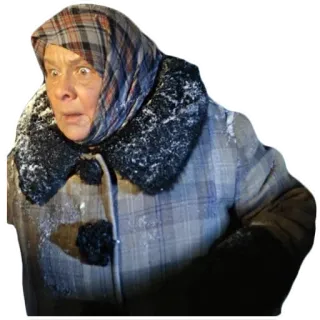😳 woman, old, grandmother, scarf, winter, snow, portrait telegram sticker