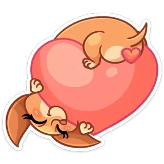❤️ anjing, hati, cinta, lucu, binatang, kartun telegram sticker