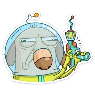 🔫 Dibujos animados, Perro, Espacio, Pistola láser, Casco whatsapp sticker