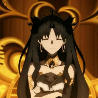 😊 Rin Tohsaka Fate/stay night Anime, Personaje, Mujer, Mago, Pelo negro, Sonriendo telegram sticker