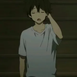 🚶 ragazzo anime, stanco, assonnato, anime, personaggio, illustrazione telegram sticker