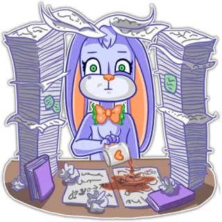 😨 кролик, кролик, кофе, разлив, офис, беспорядок, работа telegram sticker