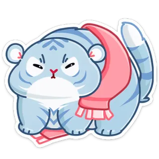 😠 เสือ, น่ารัก, สัตว์, ฤดูหนาว, ผ้าพันคอ telegram sticker