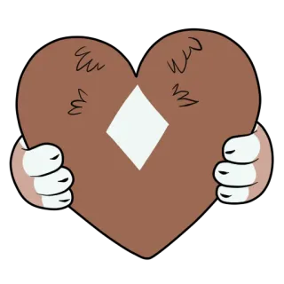 ❤️ cuore, cartone animato, illustrazione, amore, mani, marrone telegram sticker