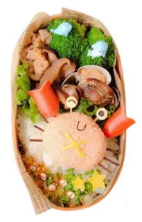 🍖 краб, бенто, обед, еда, рис, морепродукты, милый telegram sticker