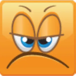😒 Emoji, Bravo, Chateado, Rosto, Desenho animado, Quadrado, Laranja whatsapp sticker