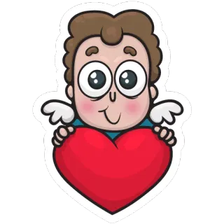 ❤ 爱, 心, 翅膀, 卡通, 可爱, 情人节, 天使 telegram sticker