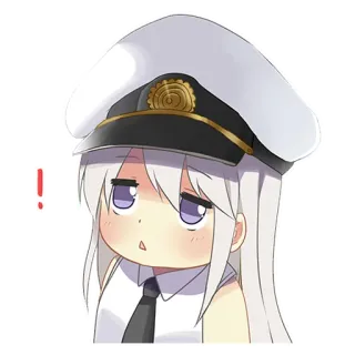 ❗️ Anime, Gadis, Topi, Rambut Putih, Chibi telegram sticker