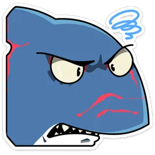⭐ rekin, zły, kreskówka, zwierzę, morze, postać telegram sticker