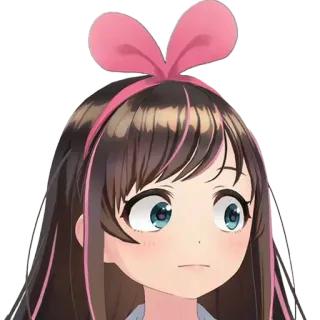 🌚 Kizuna AI Anime, Kizuna Ai, Vtuber, Youtuber virtual, Fofo, Kawaii, Laço rosa whatsapp sticker