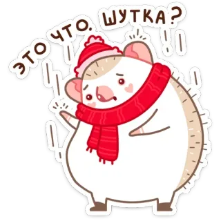 ❓ ЭТО. ЧТО. ШУТКА? riccio, inverno, cartone animato, carino, rosso, animale, domanda telegram sticker
