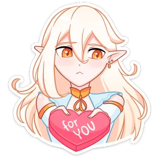 🍿 for YOU Anime, Elf, Kawaii, Süß, Herz, Liebe, Valentinstag whatsapp sticker