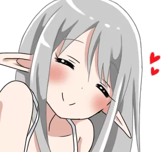 ☺️ Anime, Elfo, Corações, Fofo, Sorrindo, Garota whatsapp sticker