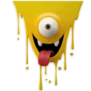 👁 monster, cartoon, one eye, yellow, dripping, funny telegram sticker