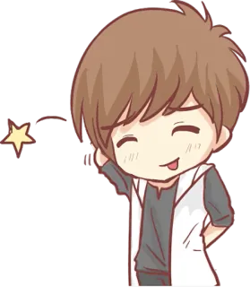 😋 chibi, lindo, dibujos animados, anime, estrella, kawaii, feliz telegram sticker