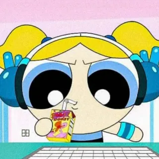 🍭 Bubbles Powerpuff Girls Juicy Dibujos animados, Burbujas, Las Chicas Superpoderosas, Jugo, Bebiendo telegram sticker