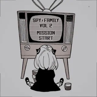🥜 Anya Spy x Family SPYxFAMILY VOL. 2 MISSION START Spy x Family, Anya, Anime, Retro, TV, Start misji, Postać, Słodkie telegram sticker
