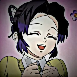 🌟 Shinobu Kocho Demon Slayer 애니메이션, 귀멸의 칼날, 코쵸우 시노부, 나비, 미소, 만화 telegram sticker