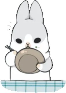 🍽 konijn, dier, schattig, koken, pan, eten telegram sticker