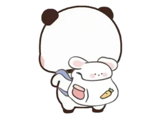 🎒 Панда, Кролик, Милый, Животное, Мультфильм telegram sticker