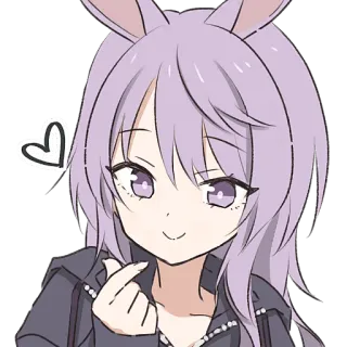 💕 Аниме, Кроличьи ушки, Сердце, Милый, Девушка, Персонаж whatsapp sticker