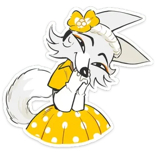 ☺️ fox, animal, cartoon, cute, yellow, dress, cheerful telegram sticker