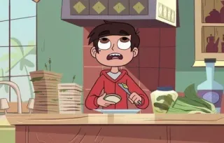 🌟 Marco Diaz Star vs. the Forces of Evil cartoon, animated, kitchen, sandwich, Marco, Star vs. the Forces of Evil telegram sticker