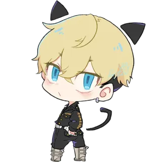 😕 Anime, Chibi, Tai mèo, Dễ thương, Tóc vàng, Nhân vật telegram sticker