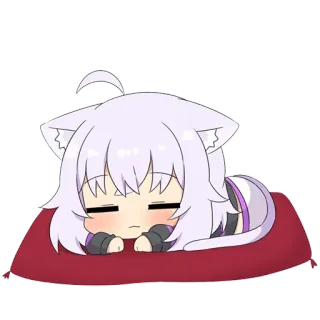 😴 anime, cat ears, kawaii, chibi, sleeping, cute, vtuber telegram sticker