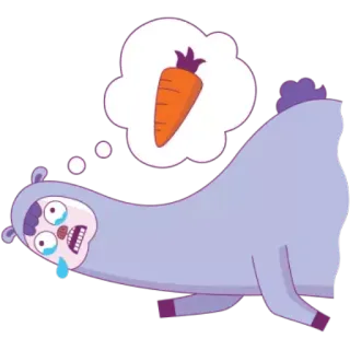😰 Dibujo animado, Animal, Alpaca, Zanahoria, Triste, Sueño telegram sticker