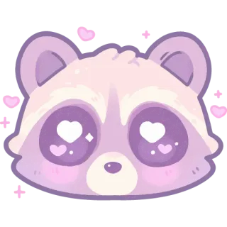 🦝 raccoon, animal, cute, kawaii, heart, eyes, sticker telegram sticker