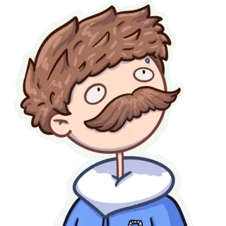 🥸 kartun, pria, kumis, potret, stiker whatsapp sticker