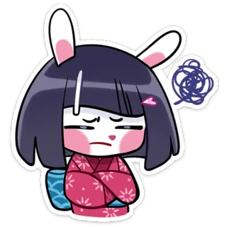 🤬 coniglio, kimono, triste, anime, carino whatsapp sticker
