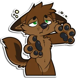 😴 furry, wolf, dizzy, confused, cartoon, anthropomorphic, animal telegram sticker