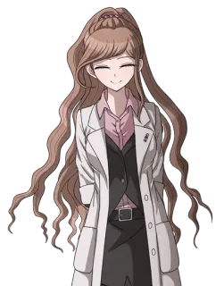 🌟 アニメ, 女性, 笑顔, 科学者, 白衣, 髪 whatsapp sticker
