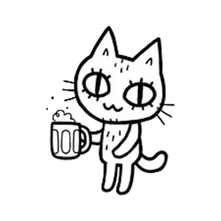 🍺 Katze, Bier, Cartoon, Tier, Süß, Getränk telegram sticker
