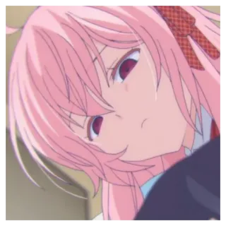📎 Anime, Różowe włosy, Dziewczyna, Kreskówka, Postać whatsapp sticker