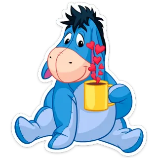 ❤️ Eeyore dessin animé, Bourriquet, Winnie l'ourson, âne, Disney, mignon, coeurs whatsapp sticker