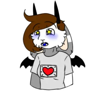 🤩 cartoon, heart, character, digital art, wings, horns whatsapp sticker