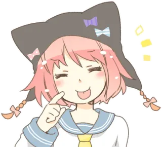 😜 Anime, Kawaii, Oreilles de chat, Dessin animé, Mignon, Joyeux telegram sticker